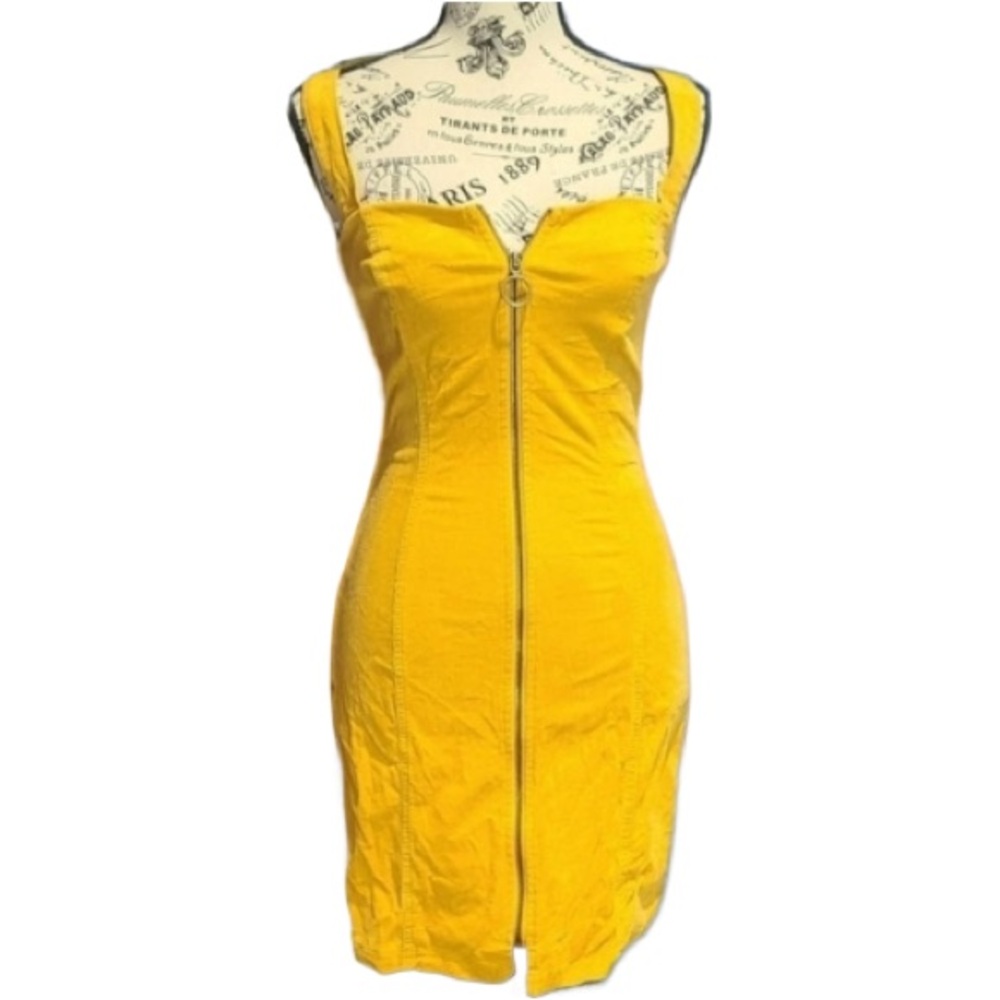 Forever 21 Mustard Zip Down Midi Dress